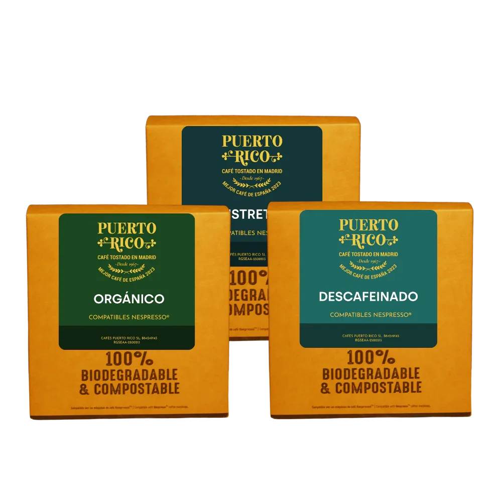 Pack Cápsulas compatibles Nespresso® | Descafeinado, Ristretto, Orgánico - Tienda Online Cafés Puerto Rico